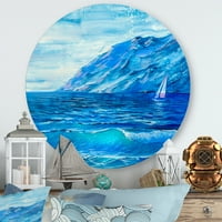 DesignArt 'Sunrise sjaj na morskim valovima II' nautički i obalni krug metalna zidna umjetnost - disk od 11