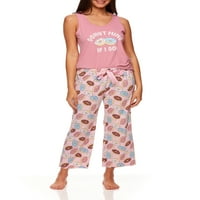 Sleep & Co. Ženski pidžama tenk i Capri Pant Donut Print set za spavanje