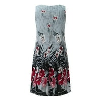Ženska ljetna haljina A-kroja s cvjetnim printom u donjem rublju, ležerna Haljina Bez rukava s dekolteom u donjem dijelu leđa, u