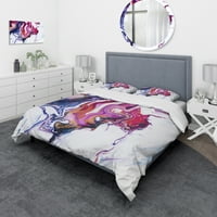 DesignArt 'ljubičasta, ružičasta i plava ručno obojena mramorna kompozicija' Moderni pokrivač sredinom stoljeća