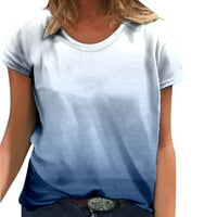 Ljetne košulje za žene s grafičkim printom s okruglim vratom s gradijentnim printom, gornji dio kratkih rukava, Ženske majice