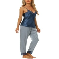 Jedinstvene ponude ženske satenske pruge čipke vrhovi s hlačama s hlačama pidžame setovi za spavanje
