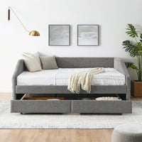 Ležaljka s dvostrukom ladicom s dvostrukom ladicom, moderni okvir kauča na razvlačenje s čupavim presvlakama Od lanene tkanine s