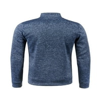 Muška klasična pletena jakna s patentnim zatvaračem s dugim rukavima kardigan džemper u tamnoplavoj boji;