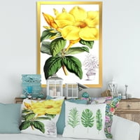 DesignArt 'Zeleni listovi s tropskim žutim cvjetovima II' Tradicionalni uokvireni umjetnički tisak