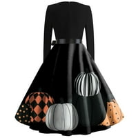 Ženska ležerna modna Vintage haljina s printom za Noć vještica s dugim rukavima