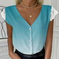 Rasprodaja ženske odjeće košulje udobne ženske bluze ležerna bluza s gradijentnim printom izrez u obliku gumba u obliku gumba čipkasti