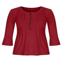 Ženska majica dugih rukava jednobojna majica ležerna uredska bluza od tunike u obliku slova a, crvena 3 inča