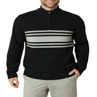 Muški pamučni džemper s okruglim vratom s teksturiranim četvrtastim patentnim zatvaračem-veličine od inča do 4 inča