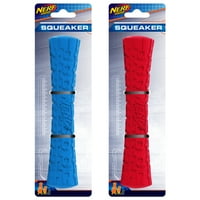Raspon: 7-inčna igračka za pse sa škripavim štapićem za gume-u plavoj i crvenoj boji.