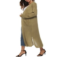 Ženski kardigan u A-listi, Jednobojni kaput dugih rukava s velikim džepovima