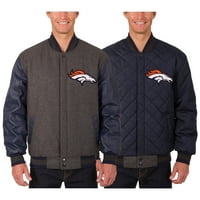 Muška reverzibilna jakna od vune i kože s vezenim logotipom
