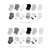 Pamučne frotirne čarape, sive i crne zvijezde, 0 do 6 mjeseci