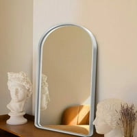 Zidno ogledalo u obliku luka od 38 * 26 duboko ogledalo u metalnom okviru za kupaonicu, srebrno